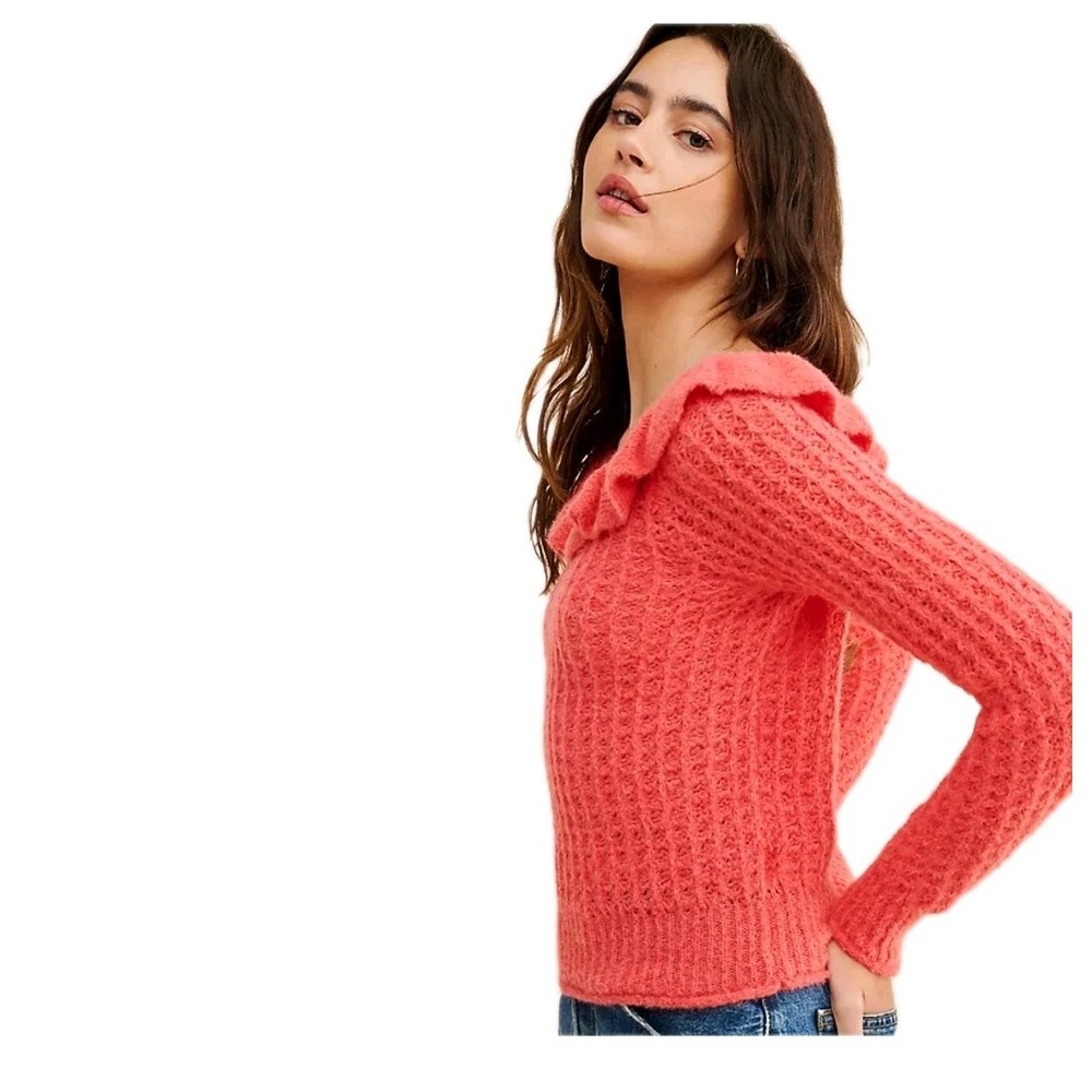 By Anthropologie Off The Shoulder Plus Size 2X Sweater Knit Designer Luxury Pink